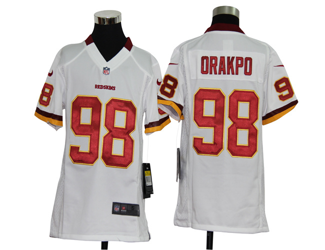 Nike Youth Washington Redskins 98 Brian Orakpo White NFL Jerseys
